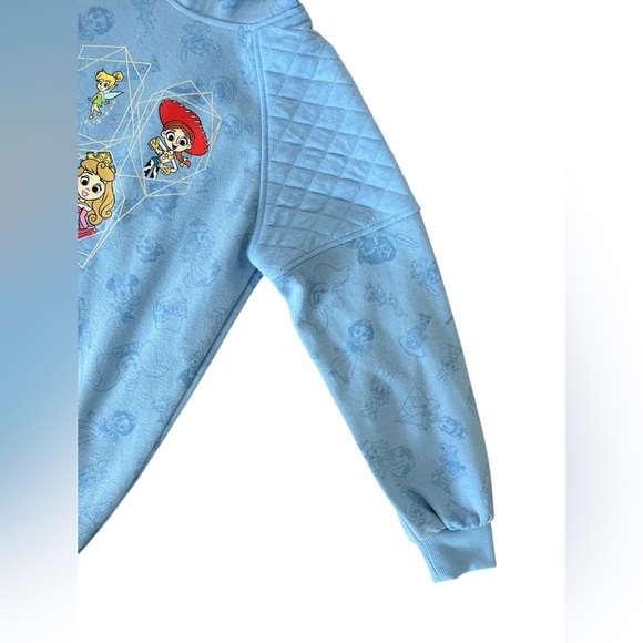 Girl’s Disney 100 Blue Disney Characters Hooded Sweatshirt Size 10/12 Large - Picture 2 of 7